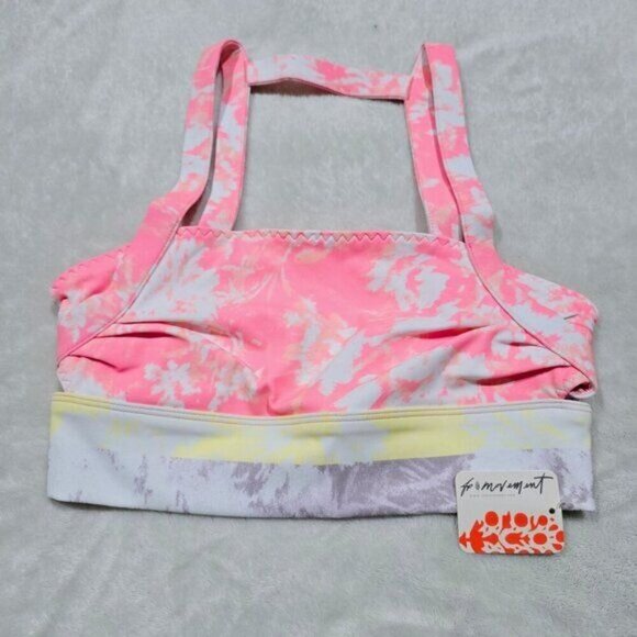 FP Movement ✦ Tie-Dye Sports Bra ✦ Bright Pink Double Strap Elastic Band S NWT - Picture 3 of 14